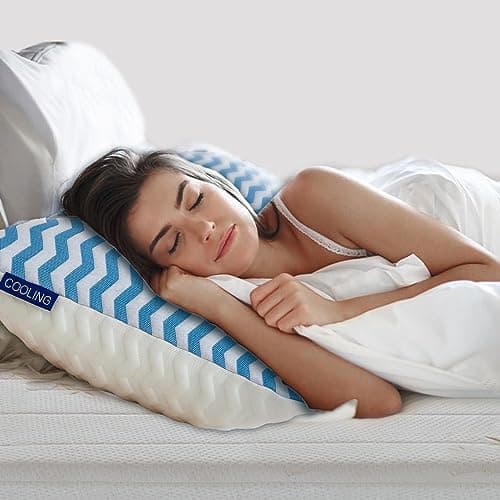 Pillows Queen Size for Bed - Adjustable Firm Pillow for Back Stomach and Side Sleeper - Shredded Memory Foam Cooling Pillow for Neck and Shoulder Pain with Washable Cover 6