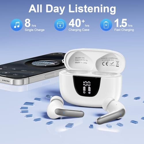 Wireless Earbuds for Samsung Galaxy S26 S25 Ultra, Bluetooth 5.3 Headphones Bass Stereo Noise Canceling Ear Buds with Mic LED Display, IPX7 Waterproof in Ear Earphones for Phone Laptop Sports Workout 6