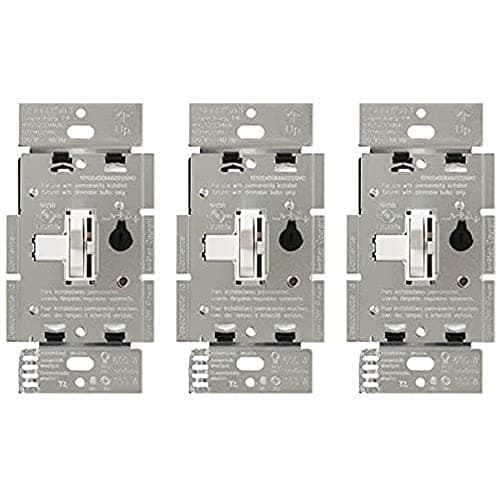 Lutron Toggler LED+ Dimmer Switch for Dimmable LED, Halogen and Incandescent Bulbs, 150 Watt, Single-Pole or 3-Way, TGCL-153P-WH-3, White, 3 Pack