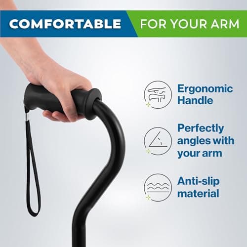 HONEYBULL Walking Quad Cane for Men & Women - Adjustable, Lightweight Quad Cane with Large 4 Pronged Base for Extra Balance & Stability; Walking Canes for Seniors, Walking Sticks (Black) 8