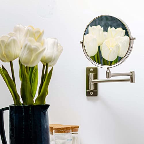 OVENTE 7" Wall Mounted Makeup Mirror with 1X/7X Magnification, Double Sided Magnifying Round Bathroom Vanity Mirror, 360° Swivel Design, Extendable and Folding Arm, Antique Bronze MNLFW70ABZ1X7X 9