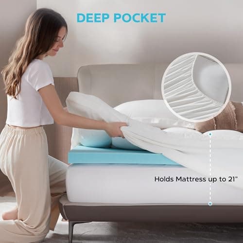 Memory Foam Mattress Topper Twin, Dual Layer 4 Inch Mattress Topper, 2" Gel Memory Foam Plus 2" Pillow Top Mattress Pad Cover for Back Pain, Down Alternative Twin Size Mattress Toppers Deep Pocket 5
