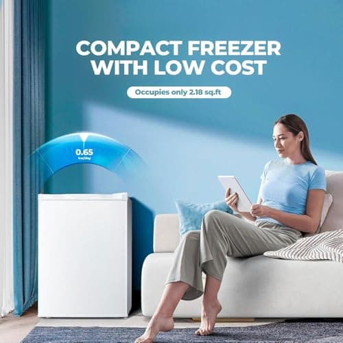Electactic Upright Freezer Countertop 2.1 Cu.ft Freezer Upright Compact Upright Freezer with Reversible Single Door,Removable Shelves Free Standing White 5