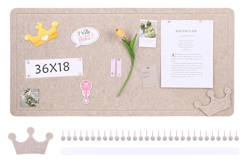 Felt Large Bulletin Board，36'' x 18'' Foldable Cork Board for Walls with 30 Push Pins and 1 Roll Tape for School, Home, Vision, Kitchen & Office, Poster, Memo Walls