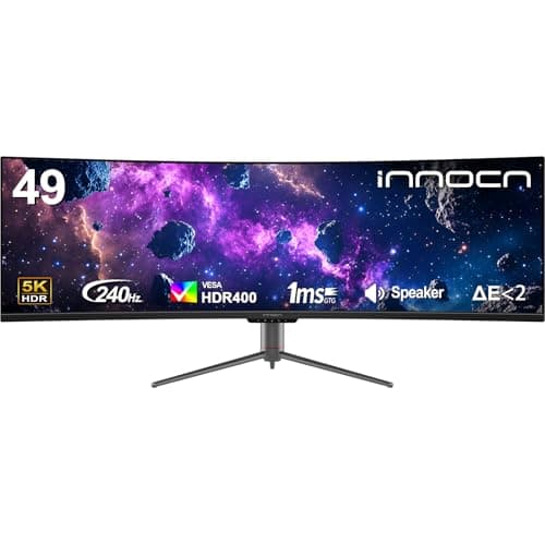 INNOCN 49" 240Hz Curved Monitor Ultrawide Gaming QHD 5120 x 1440P Computer Monitor, R1800, 99% sRGB, HDR400, USB Type C, DisplayPort, HDMI, Built-in Speakers, Height/Tilt Adjustable - 49C1S