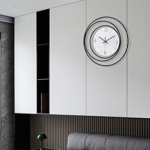 Dankeit Decorative Wall Clock,Silent Non-Ticking Quality Quartz Movement Battery Operated,Large Wall Clocks for Living Room Kitchen Home Bathroom Bedroom Wall Decor,16x16inch,White 6