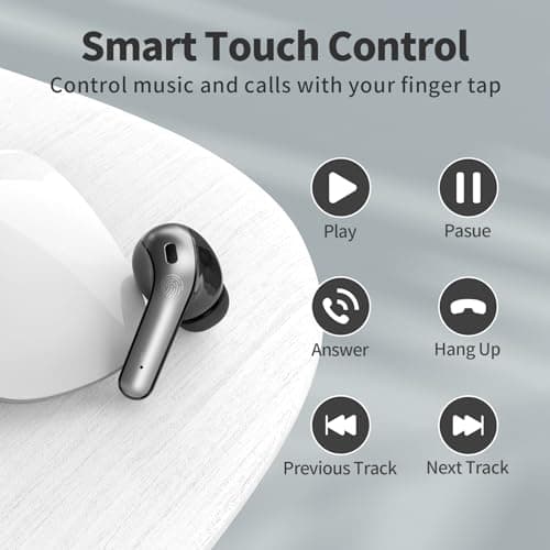 TAGRY True Wireless Earbuds 60H Playback Bluetooth Headsets IPX5 Waterproof Earphones with Wireless Charging Case for Music and TV Black 5