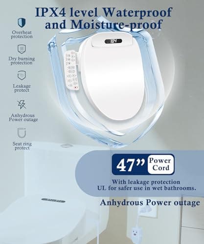 Electric Bidet Toilet Seat Elongated with Heated Seat, Warm Air Dryer, Endless Warm Water, Oscillating and Pulsating Spray Wash, Stainless Steel Self-Clean Nozzle (Bidet Toilet Seat Elongated 2) 7
