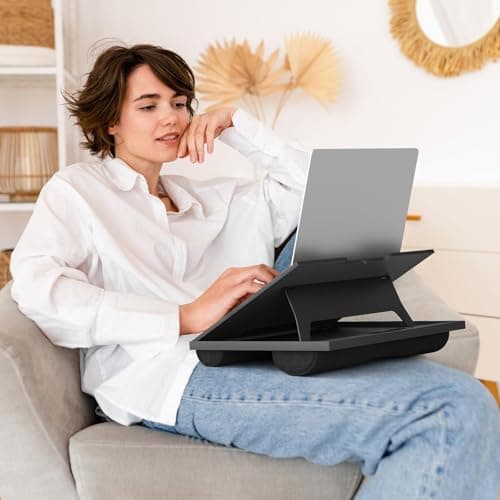HUANUO Laptop Desk, Portable Laptop Stand Fits Up to 15.6 Inch Laptops, Adjustable with 8 Angles Lap Desks for Adults - Dual Cushion Desk for Sofa, Bed, Car or Work Table 7