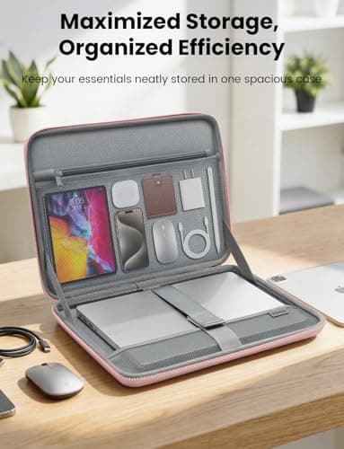 DOMISO Laptop Hard Case 14-14.4 inch Waterproof Shockproof Hard Shell Laptop Sleeve with Handle & Storage Pocket, Compatible with MacBook, HP, Dell,Pink 6