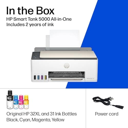 HP Smart Tank 5000 Wireless All-in-One Ink Tank Printer, Scanner, Copier with 2 Years of Ink Included, Best-for-Home, Cartridge-Free, Refillable, AI-Enabled, an EcoTank Alternative (5D1B6A) 15