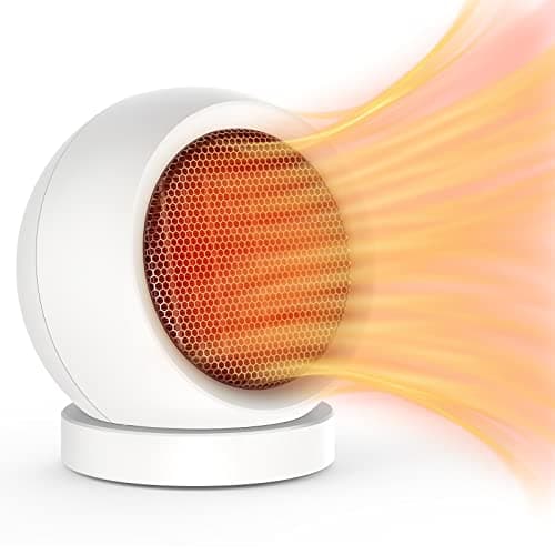 Lmkeji Desk Heater,600W Energy Efficient Desktop Heater for Indoor Use,Safe and Quiet for Bedroom Home Office Use(White)