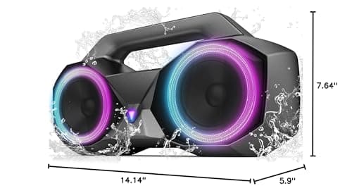 KMAG Bluetooth Speaker Wireless, 80W Loud Speaker with Deeper Bass, IPX7 Waterproof, 20H Playtime, Cool Lights, TWS, Portable Speaker for Home, Outdoor, Workshop, Party, Gift for All(Gray) 9