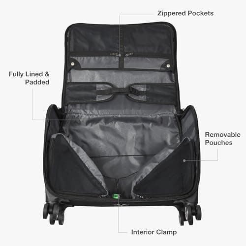 Traveler's Choice Carry-On Softside 8-Wheeled Spinner Garment Bag Luggage, Black, 21-Inch 10