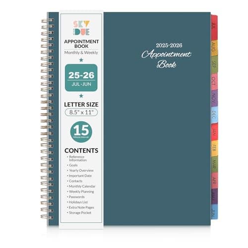 SKYDUE Appointment Book 2025-2026, Academic Hourly Planner from July 2025 - June 2026, 8.5" X 11" Weekly & Monthly Schedule Planner with 15-Minute Interval- Perfect for Daily Planning