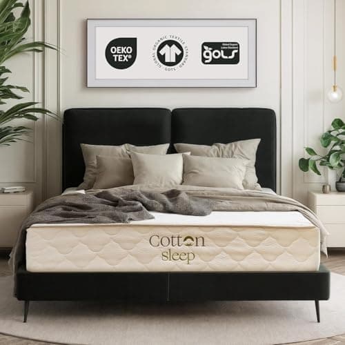 CottonSleep All Natural Mattress (100% Organic Cotton, Wool, & GOTS Latex, Made in The USA) Non Toxic, Fiberglass Free Hybrid Pocket Coil and Plush Foam Bed in A Box Medium Soft - Twin, 11"