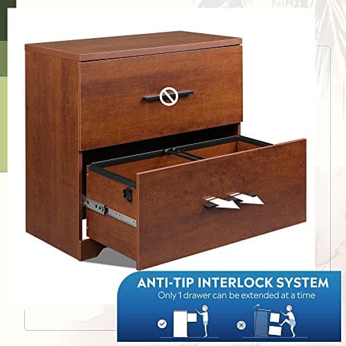 DEVAISE 2 Drawer Wood Lateral File Cabinet with Anti-tilt Mechanism, Storage Filing Cabinet for Home Office, Walnut 6