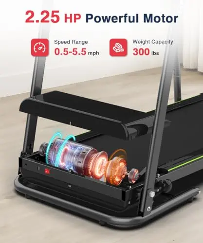 Redliro Walking Treadmill for Senior with Long Handrail, 300 lbs Capacity, Recovery Fitness Exercise Machine Foldable Treadmills for Home with Holder LCD Display, Holder for Phone & Cup 7