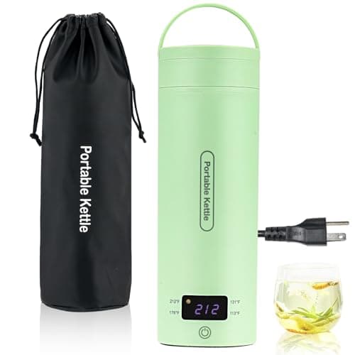 COHOLYTY Portable Electric Kettle: Travel Small Water Boiler, Heater with 4 Temperature Control, 304 Stainless Steel, With Boil Dry Protection & Fast Boil, BPA-Free, Auto Shut Off (Green), 400ML