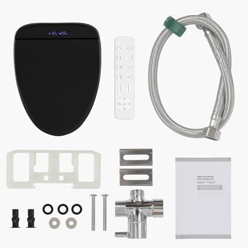 YOURLITE Bidet Toilet Seat, Elongated Toilet Seat Warm Water, Heated Seat Bidet with Remote Control,Self-cleaning Nozzle Temperature Adjustable LED Light, Need Electricity, Black 7