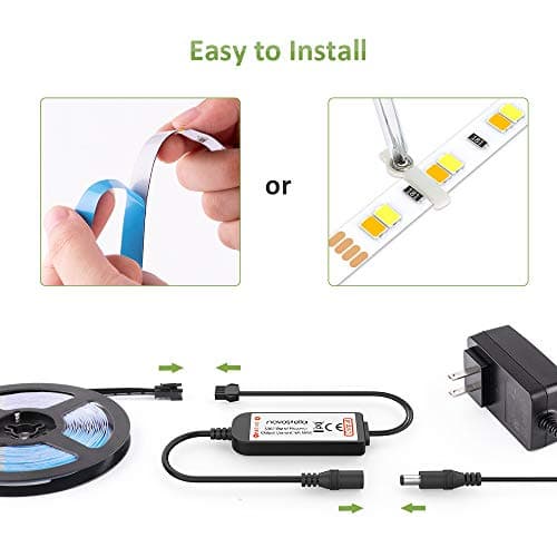 NOVOSTELLA 20ft Tunable White LED Strip Light kit Dimmable 3000K-6500K 24V LED Tape Light with Remote Flexible Rope LED Ribbon for Bedroom Home Lighting Mirror Kitchen Bar Cabinet Daylight Warm White 8