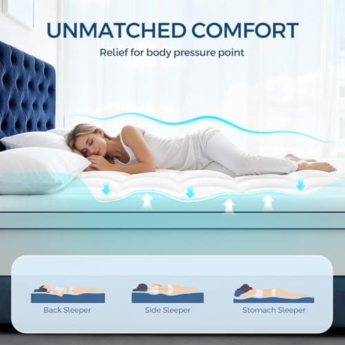 LovingLeashes Premium Dual Layer 4 Inch Memory Foam Mattress Topper, 2 Inch Gel Memory Foam and 2 Inch Pillow Top Mattress Pad Cover for Back Pain, Extra Thick Comfort Support（Queen 60"x80"） 5