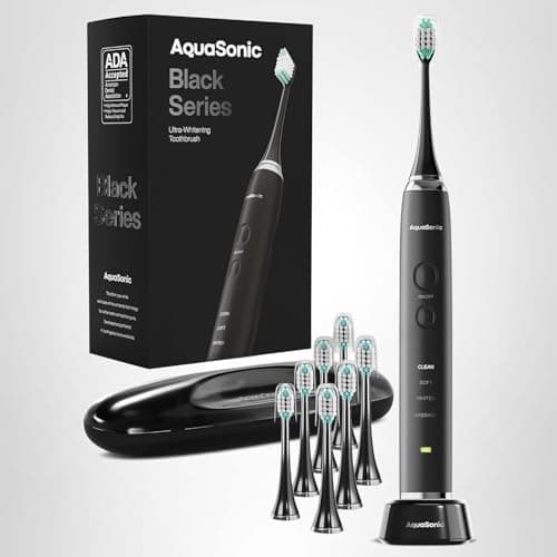 Aquasonic Black Series Ultra Whitening Toothbrush – ADA Accepted Electric Toothbrush- 8 Brush Heads & Travel Case – 40,000 VPM Electric Motor & Wireless Charging - 4 Modes w Smart Timer 7