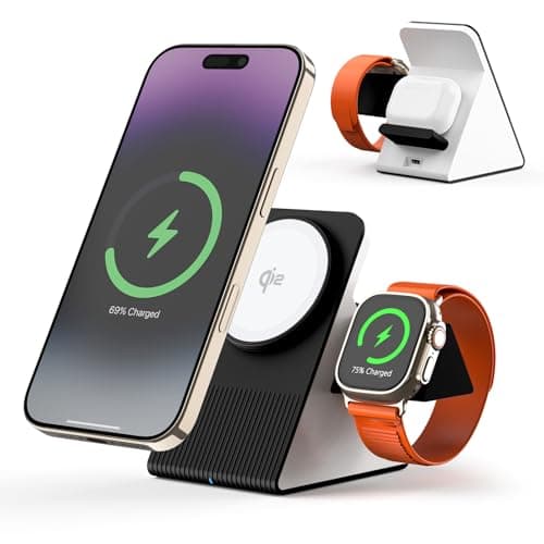 QI2 3 in 1 Wierless Charging Station, 15W Ultra-Fast Compatible for 3 in 1 Magsafe Apple Devices with PD30W Adapter for iPhone 12-16 Series Apple Watch EarPods