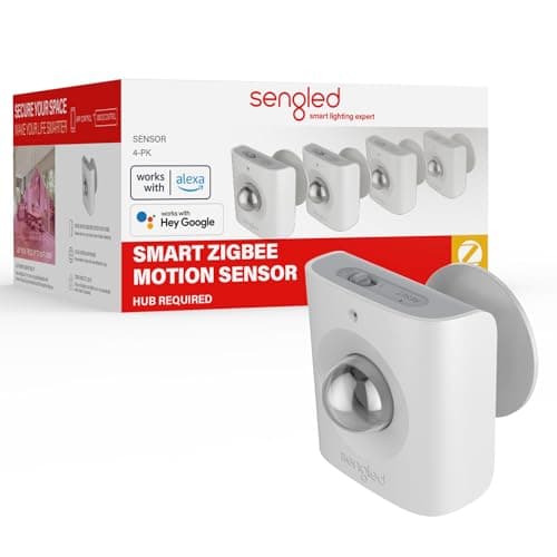 Sengled Zigbee Motion Sensor, Zigbee Hub Required, Pet Friendly, Works with SmartThings, Echo 4t'h, Hubitat or Echo Devices with Build-in Zigbee hub, 4 Pack