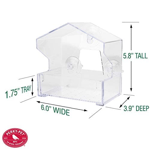 Perky-Pet Clear Outdoor Window Bird Feeder with Strong Suction Cups – 1/2 Lb Seed Capacity - Perky Pet 345 - Entertaining Bird Feeding - Watch Birds Eat Seeds 9