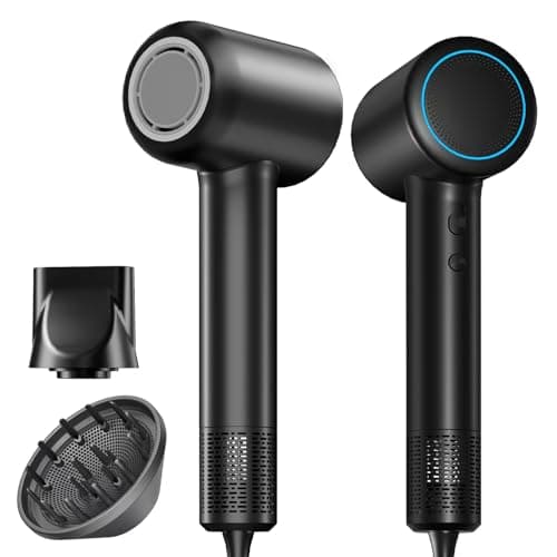 Diffuser Hair Dryer, 110,000 RPM Brushless Motor High-Speed Low Noise Thermo-Control Hair Dryers, Negative Ionic Blow Dryer,Fast-Drying Portable Hairdryer for Home, Travel Birthday Gift for Women Mom