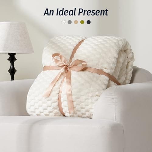 Wemore Fleece Weighted Blanket for Adults (60" x 80" 15lbs, Cream White), Dual Sided Cozy Soft Sherpa Heavy Blanket with 3D Imitation Turtle Shell Warm Jacquard Flannel for Couch and Bed 5