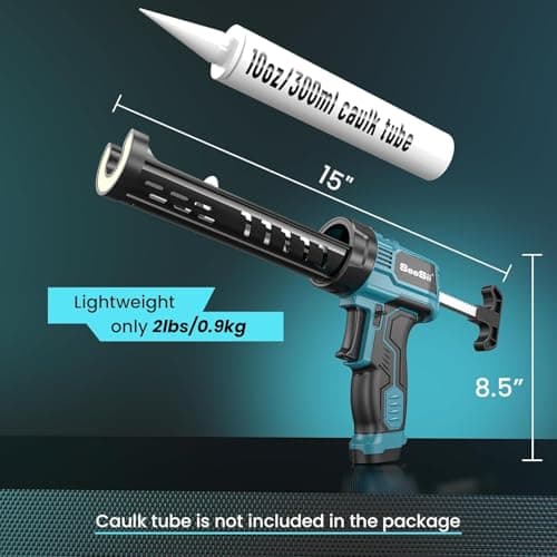 Seesii Electric Caulking Gun, Lightweight & Cordless Caulking Gun with LED Light, Labor Saving AA Battery Power Caulk Gun, 10oz Cordless Caulk Gun for Filling, Sealing (Battery Not Included)(Blue) 5