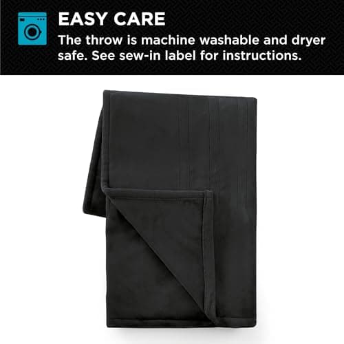 Brookstone Oversized Electric Heated Throw - Heated Blankets - 4 Heat Settings, 4-Hour Auto Shut Off, 100% Polyester, 50"x60" - Black 5