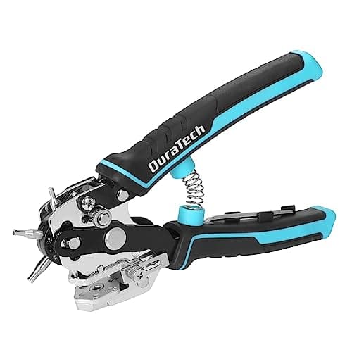 DURATECH Leather Hole Punch, Heavy Duty Belt Hole Punch Plier with 6 Solid Holes for Belts, Watch Bands, Straps, Pet Collars, Saddles, Shoes, Fabric, DIY Home or Christmas Craft Projects
