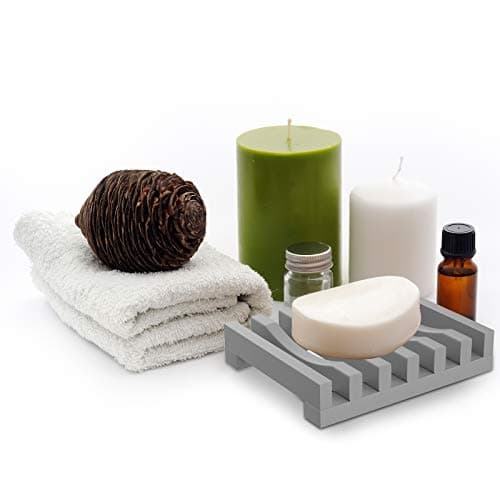 2Pcs Soap Dish Holder, Non-Slip Bathroom Accessories Silicone Soap Case Saver, Sink Deck Bathtub Shower Dish Soap Drainer, Silicone Holder for Soap, Sponges, Scrubber (Grey) 7