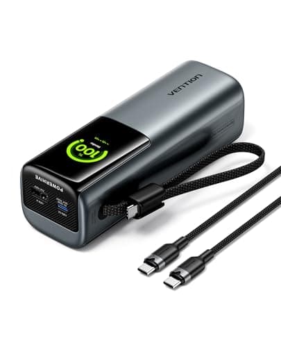 VENTION Powerhive Laptop Power Bank, 200W, Built-in and Extra 240W USB-C Cables, Portable Laptop Charger, Digital Display, for iPhone 17/16/15/14/13 Pro Max, MacBook, Dell, HP, Galaxy S24