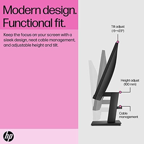 HP 24 inch 1080P Computer Monitor Bundle with Docztorm Dock, 24" Full HD (1920x1080) 75Hz Anti-Glare IPS Display with Built-in Speakers, HDMI, VGA, Ideal for Home and Business -2026 Model 5