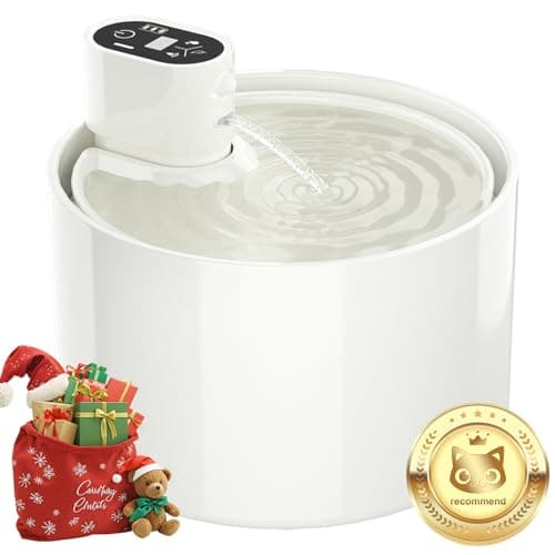 Ceramic Cat Water Fountain,Cat Water Fountain Cordless Battery Operated 78oz/2.3L with Motion SensorUltra Quiet Pump 4 Filter BPA-Free for Cats, Dogs, Multiple Pets