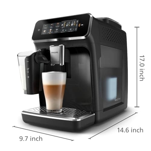 Philips 3300 Series Fully Automatic Espresso Machine with LatteGo Milk System and integrated grinder, 6 Hot & Iced Coffee Pre-Sets, 40% Quieter SilentBrew, 15-Bar Pressure, Glossy Black (EP3341/50) 10