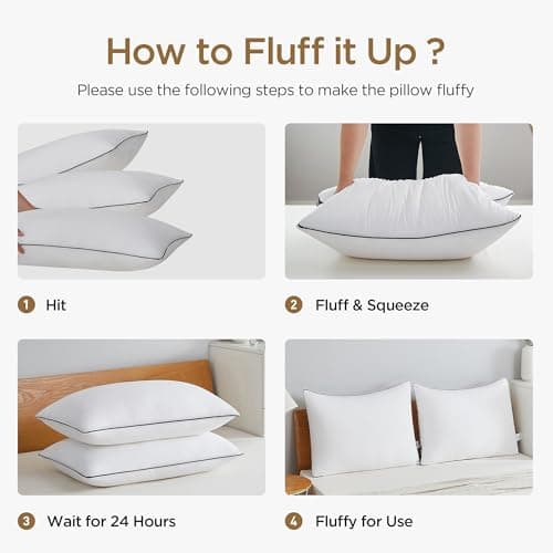 Acanva Bed Pillows Standard Size Set of 4, Fluffy 3D Down Like Filled, Machine Washable, Soft and Supportive for Side, Back or Stomach Sleepers 5