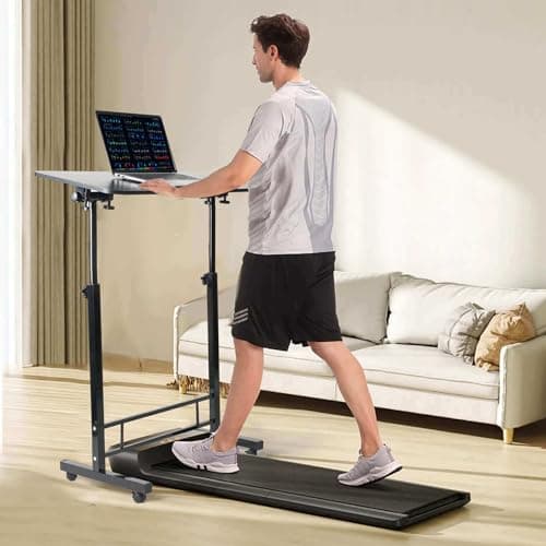 Small Standing Desk Adjustable Height,Rolling Computer Desk,Mobile Standing Desk with Wheels,Portable Stand Up Desk,Tall Computer Table,Adjustable Desktop Sit Stand Desk,Size 31.5x15.7 Inch Black 6