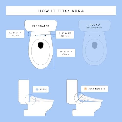 TUSHY Aura Luxury Electric Bidet Seat | Heated Toilet Seat with Temperature Control, Self-Cleaning Nozzle, Instant Adjustable Warm Water & Dryer (Remote Control & Auto Open, Soft Close Lid), Elongated 14