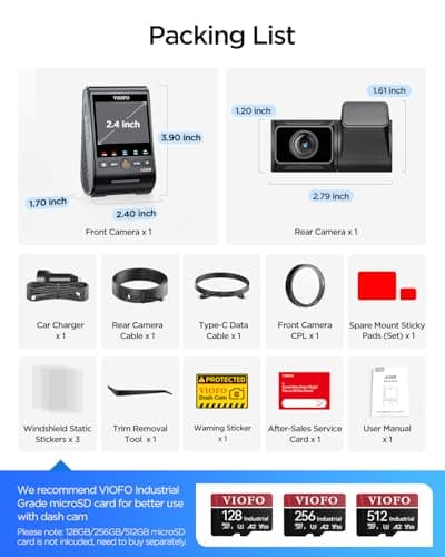 VIOFO A329S 4K 60FPS Dash Cam Front and Rear, 4K+2K Dual Dash Camera for Cars, Power Saving Parking Mode, Wi-Fi 6 App Control, Dual STARVIS 2 Sensors, Supports up to 4TB SSD 9