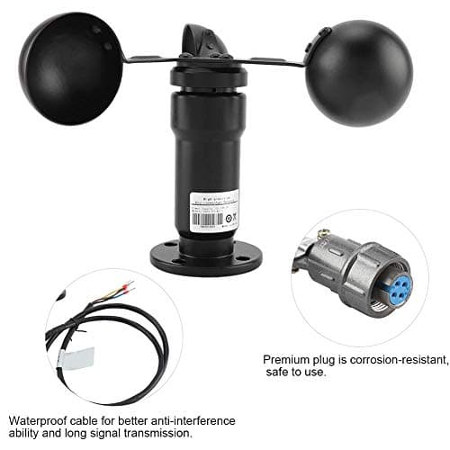 Wind Speed Sensor, Pulse Signal Output Aluminum Alloyed Wind Speed Sensor Anemometer 4