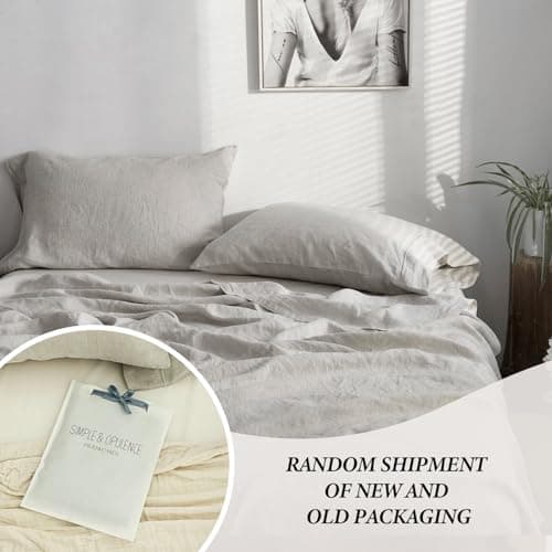 Simple&Opulence 100% French Linen Pillowcase Queen Size-Set of 2- Washed Solid Color Pillow Cases Embroidered -Soft and Durable (Linen, 20''x30'') 5