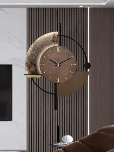 SIN&MI Wall Clock,Decorative Wall Clocks with Pendulum,Silent Quality Quartz Clock Battery Operated,Large Clock for Living Room,Kitchen,Home,Bathroom,Bedroom Wall Decor,16.5 * 31.5inch 5