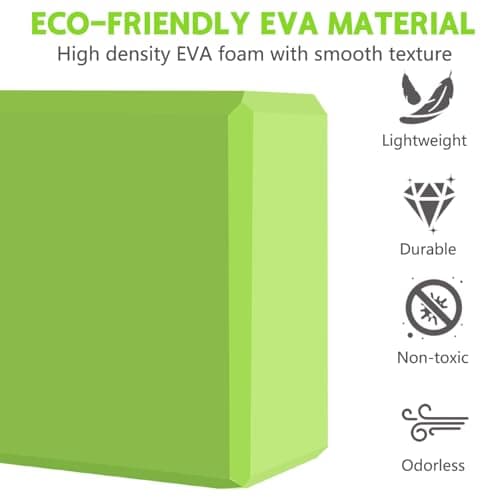 MBHKRRS 9"x6"x3" Yoga Blocks, Soft Non-Slip Surface Premium Foam Blocks, Supportive, Lightweight, Odor Resistant, Yoga Accessories for Pilates Meditation General Fitness Stretching Toning (green-1 Pack) 7