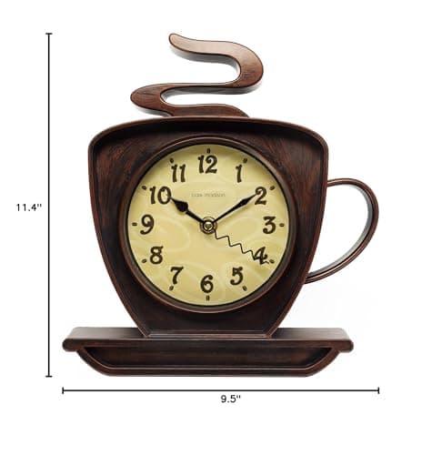 Park Madison Coffee Cappuccino Cup 10 Inch Quality Quartz Battery Operated 3-D Easy to Read Home/Office/Kitchen/Classroom/School Clock Classic Movement 6