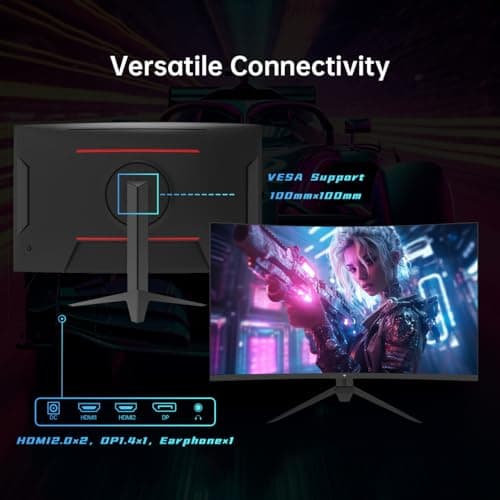 KTC 32 Inch Curved Gaming Monitor, FHD 1080P 165Hz PC Monitor, 1500R, 122% sRGB with HDR, FreeSync Premium, HDMI 2.0x2, DisplayPort 1.4, VESA Compatible, Tilt Adjustable, Eye Care, H32S17C 5